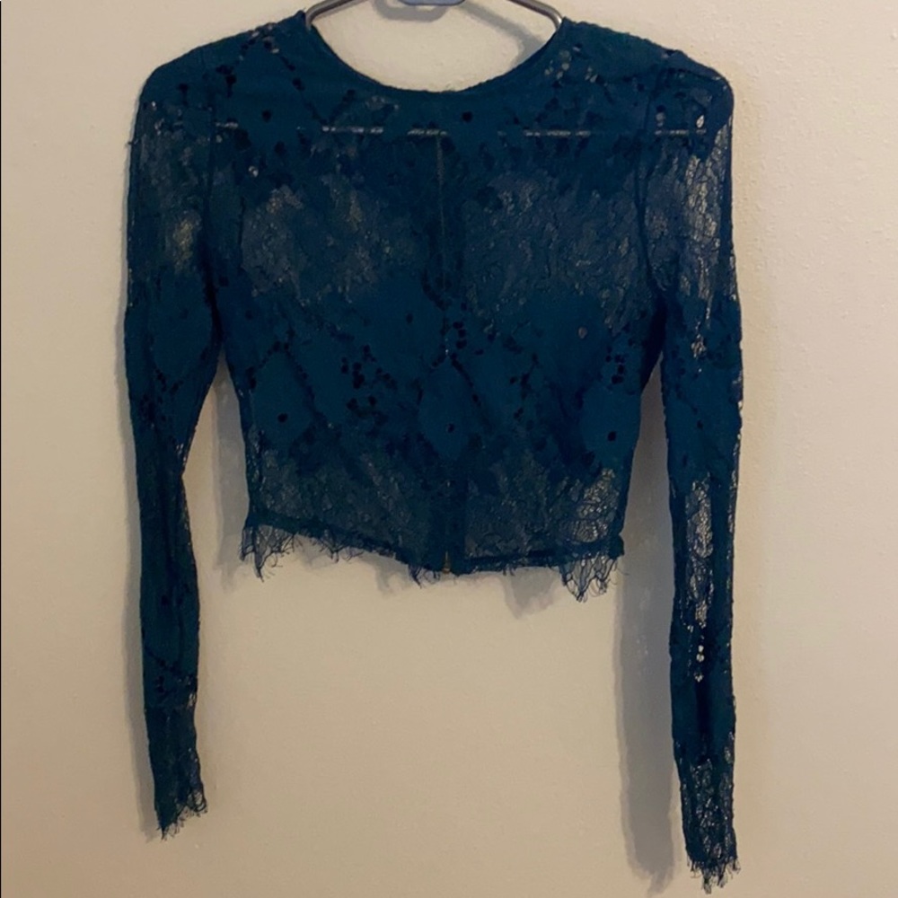 Dark teal lace crop top